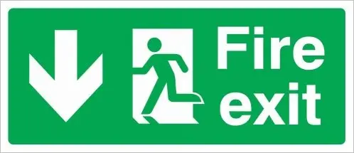 Fire Exit Arrow Down Left (15X35cm)