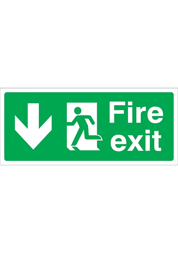 Fire Exit Arrow Down Left (15X35cm)