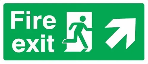 Fire Exit Diagonal Arrow Right Up (15X35cm)