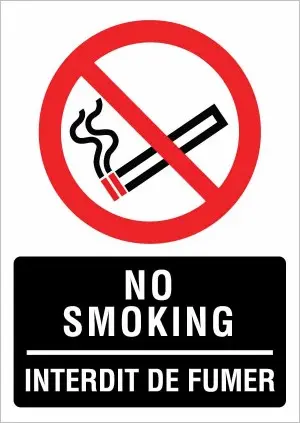 No Smoking Interdit de Fumer (20X30cm)