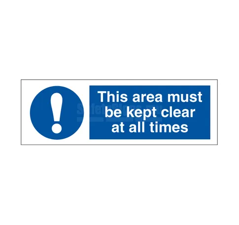 This Area Must Be Kept clear at all times