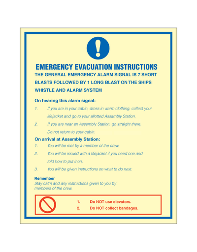 Emergency evacuation instructions