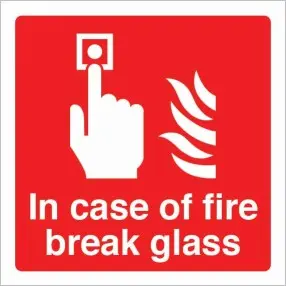 In case of fire break glass (10X10cm)