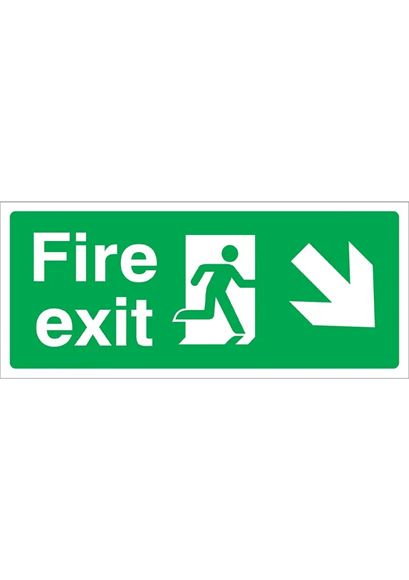 Fire Exit Diagonal Arrow Down Right | SafetySigns.mu