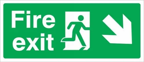 [FEX205] Fire Exit Diagonal Arrow Down Right