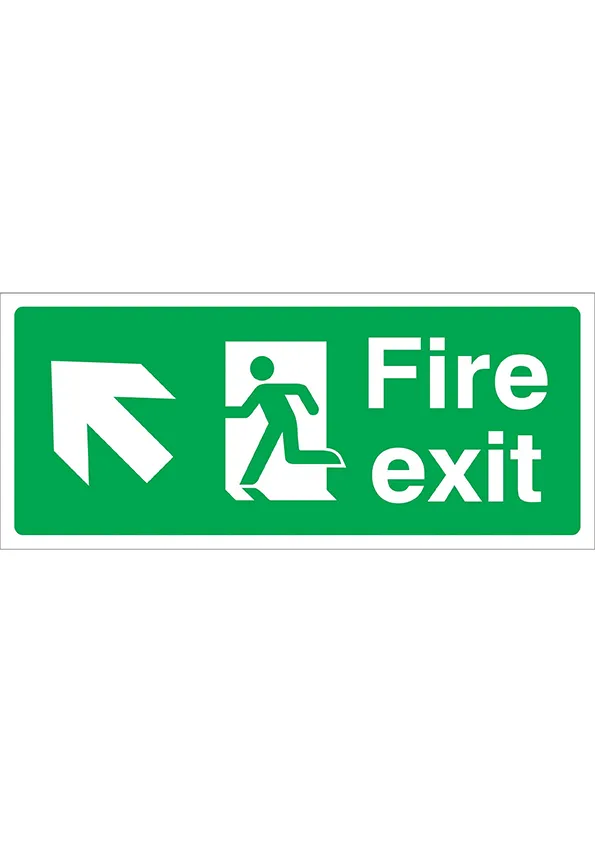 Fire Exit Diagonal Arrow Left Up | SafetySigns.mu