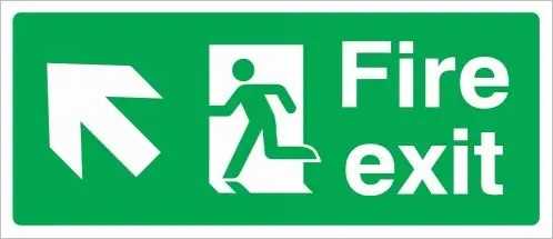 [FEX207] Fire Exit Diagonal Arrow Left Up