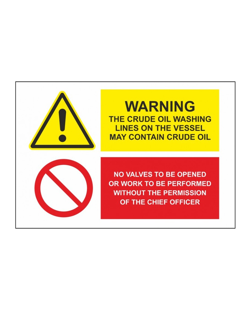 Warning Crude Oil Washing Lines | SafetySigns.mu