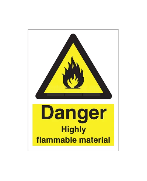Danger Highly Flammable Material | SafetySigns.mu