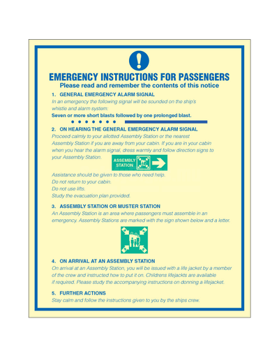 Emergency instructions for passengers | SafetySigns.mu