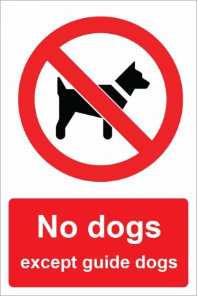 No dogs except guide dogs